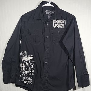 Helix Boys Black Long Sleeve Button down Shirt Size Medium